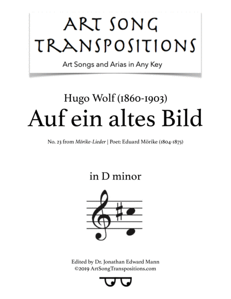 Auf Ein Altes Bild Transposed To D Minor Sheet Music