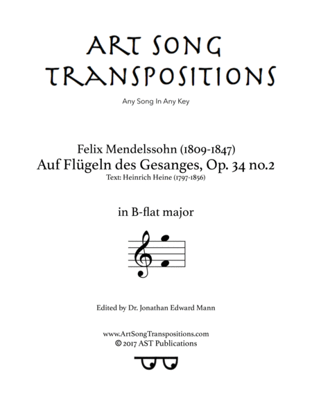 Free Sheet Music Auf Flgeln Des Gesanges Op 34 No 2 B Flat Major