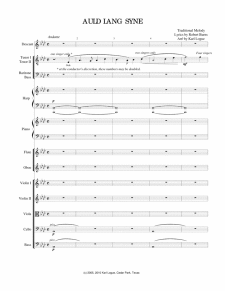 Free Sheet Music Auld Lang Syne Chamber Orchestra Score And Parts