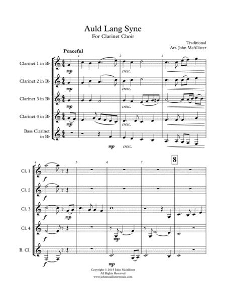 Free Sheet Music Auld Lang Syne Clarinet Choir