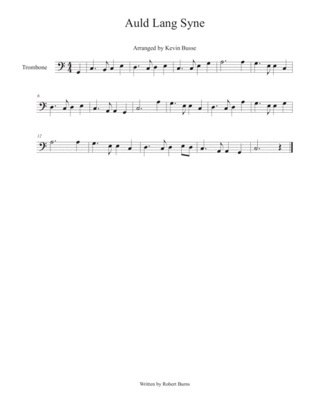 Auld Lang Syne Trombone Sheet Music