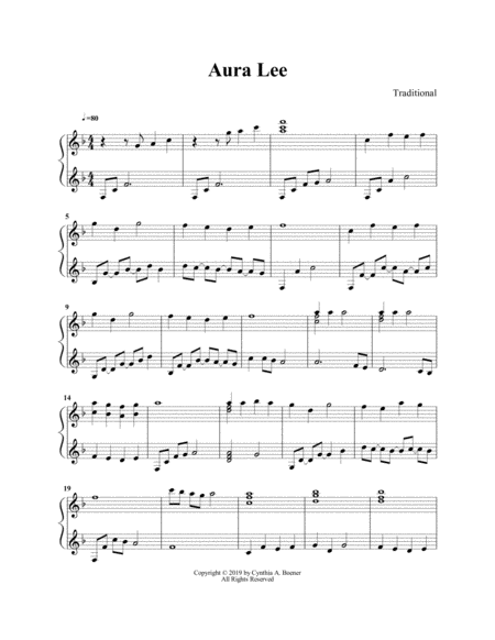 Aura Lee Sheet Music