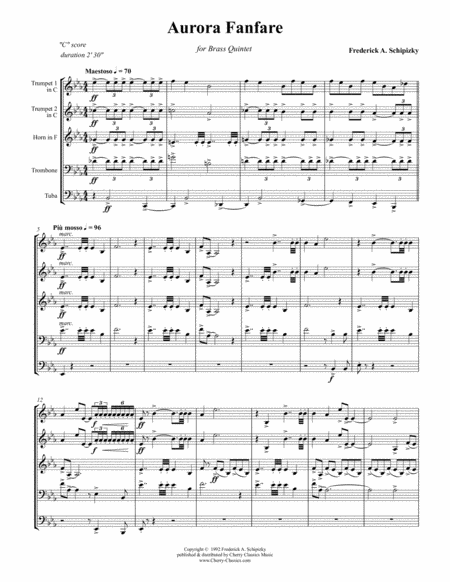 Aurora Fanfare For Brass Quintet Sheet Music