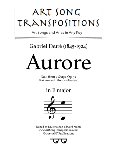 Aurore Op 39 No 1 E Major Sheet Music