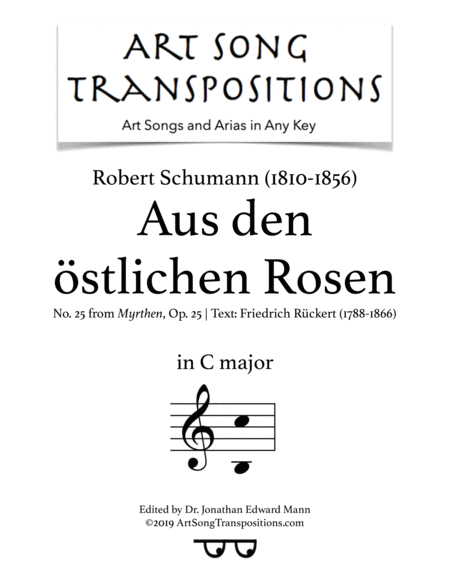 Aus Den Sterlichen Rosen Op 25 No 25 C Major Sheet Music