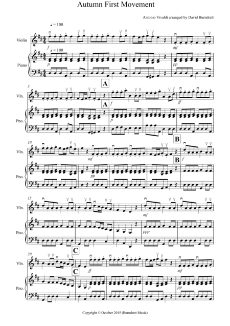 Free Sheet Music Autumn Four Seasons For Violin And Piano