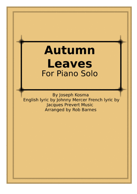 Free Sheet Music Autumn Leaves For Piano