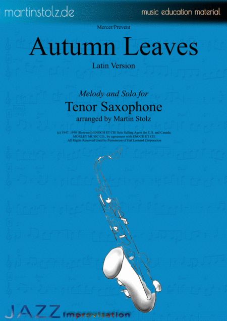 Free Sheet Music Autumn Leaves For Tenor Saxophone In Latin Groove