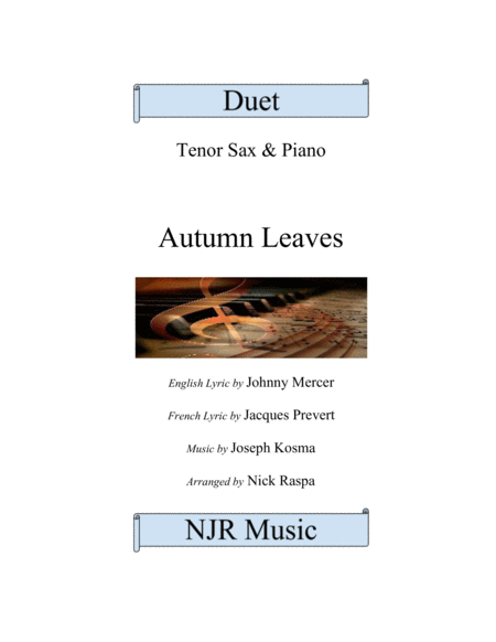 Autumn Leaves Tenor Sax Piano Advanced Sheet Music