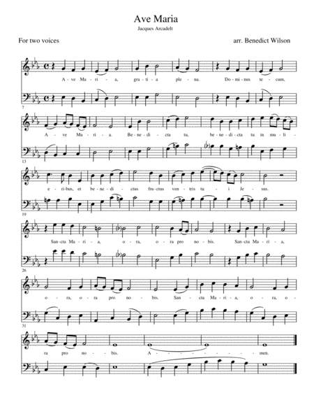 Ave Maria Arcadelt For Two Voices Sheet Music