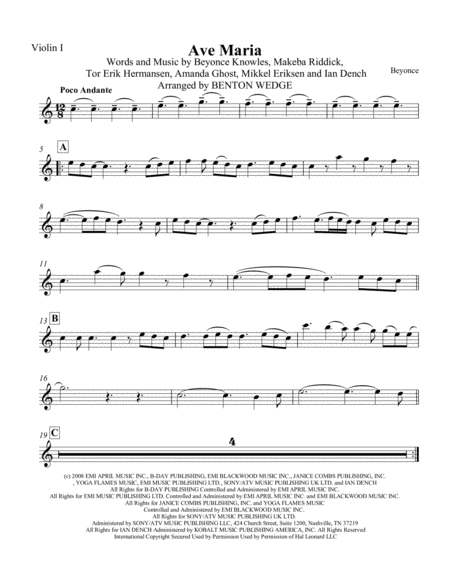 Free Sheet Music Ave Maria Beyonce String Quartet