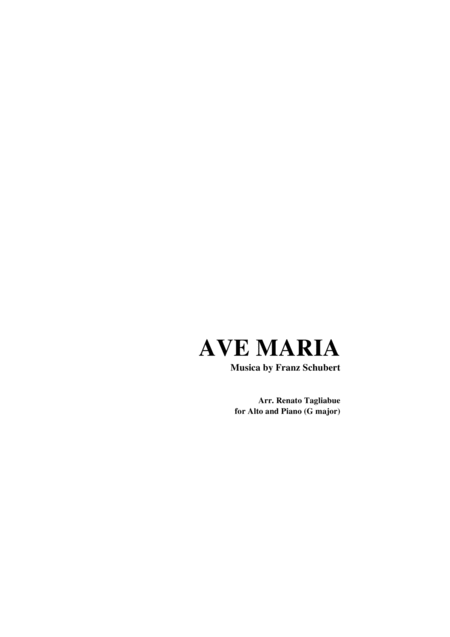 Ave Maria By F Schubert Arr For Alto And Piano G Maior Sheet Music