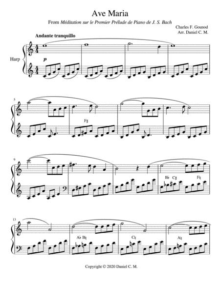 Ave Maria By Gounod For Harp Easy Sheet Music