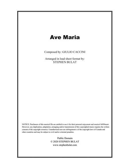 Ave Maria Caccini Lead Sheet In Original Key Of G Minor Sheet Music