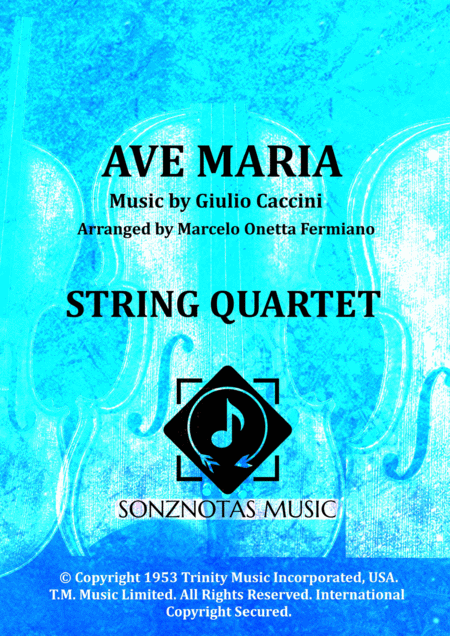 Ave Maria Caccini Sheet Music For String Quartet Score And Parts Sheet Music