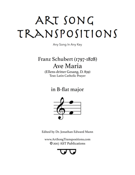 Ave Maria D 839 B Flat Major Latin Sheet Music