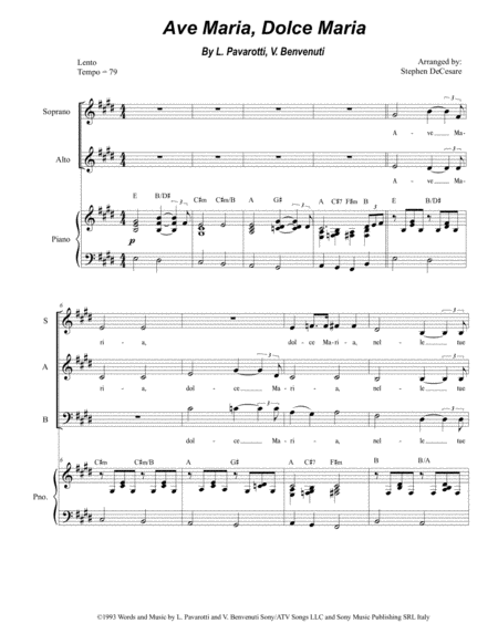 Ave Maria Dolce Maria For Sab Sheet Music