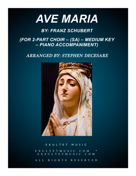 Ave Maria For 2 Part Choir Sa Medium Key Piano Accompaniment Sheet Music