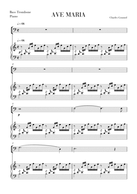 Free Sheet Music Ave Maria For Bass Trombone