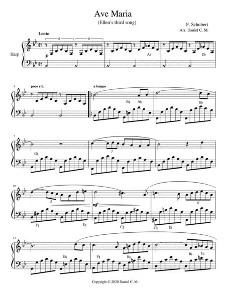 Free Sheet Music Ave Maria For Harp Simplified