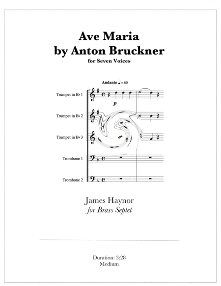 Free Sheet Music Ave Maria For Seven Voices Brass Septet