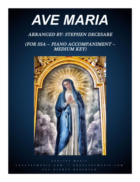 Free Sheet Music Ave Maria For Ssa Piano Accompaniment Medium Key