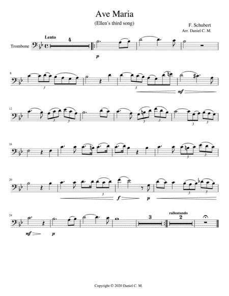 Ave Maria For Trombone And Piano Simplified Sheet Music