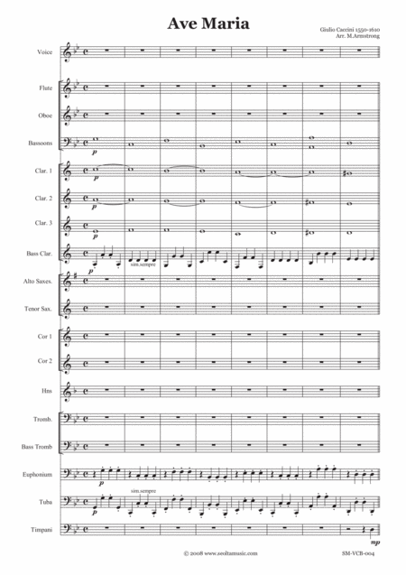 Ave Maria G Caccini For Solo Voice And Concert Band Sheet Music