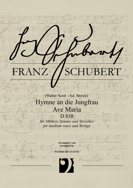 Ave Maria Hymne An Die Jungfrau D839 Franz Schubert Arranged For Medium Voice And Strings Sheet Music