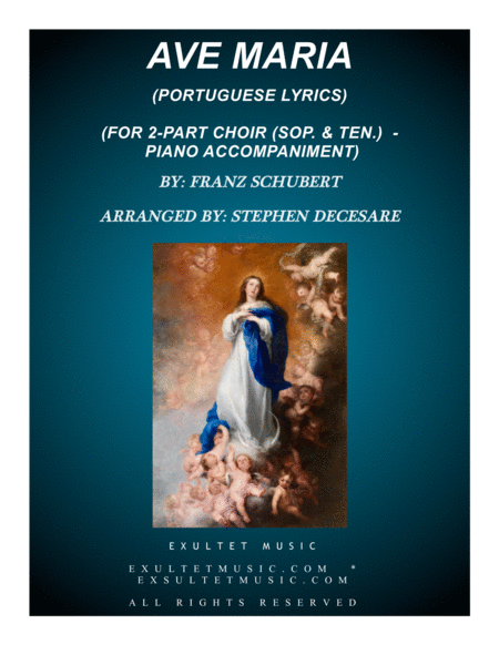 Free Sheet Music Ave Maria Portuguese Lyrics For 2 Part Choir Soprano Tenor Piano Accompaniment