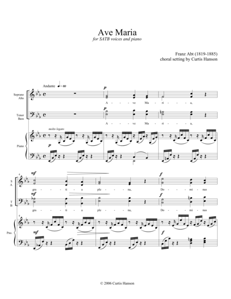 Free Sheet Music Ave Maria Satb