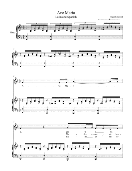 Free Sheet Music Ave Maria Spanish Texts Schubert For Low Voice