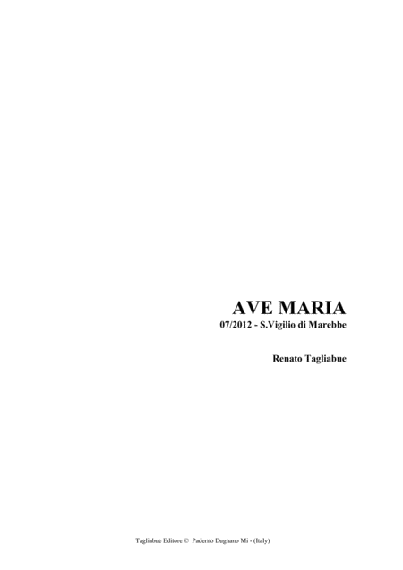 Free Sheet Music Ave Maria Tagliabue 07 2012s Vigilio Di Marebbe For Soprano Or Tenor And Organ