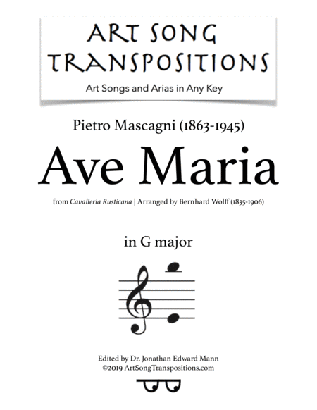 Free Sheet Music Ave Maria Transposed To G Major