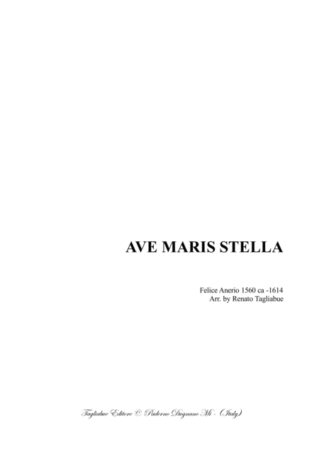 Ave Maris Stella F Anerio For Satb Choir Sheet Music