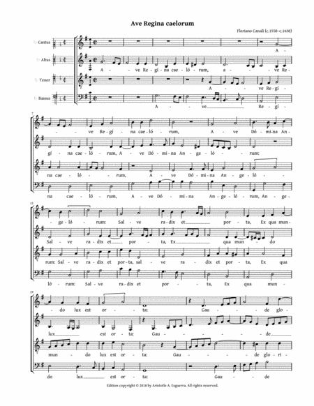 Free Sheet Music Ave Regina Caelorum Canali