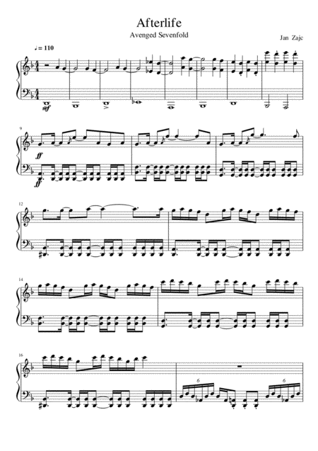 Free Sheet Music Avenged Sevenfold Afterlife