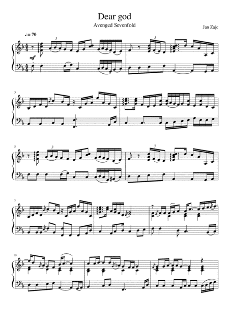 Avenged Sevenfold Dear God Sheet Music