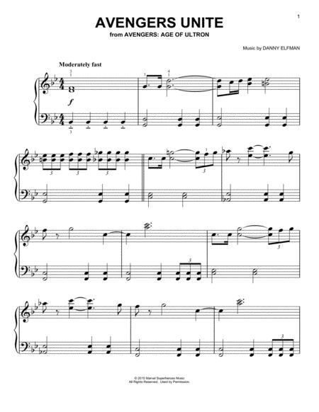 Free Sheet Music Avengers Unite From Avengers Age Of Ultron