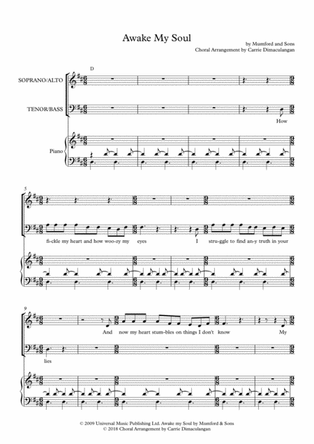 Free Sheet Music Awake My Soul Sab