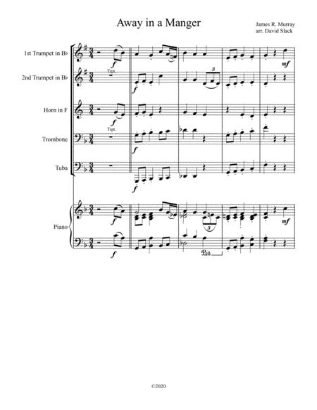 Free Sheet Music Away In A Manger Brass Quintet With Piano Accompaniment