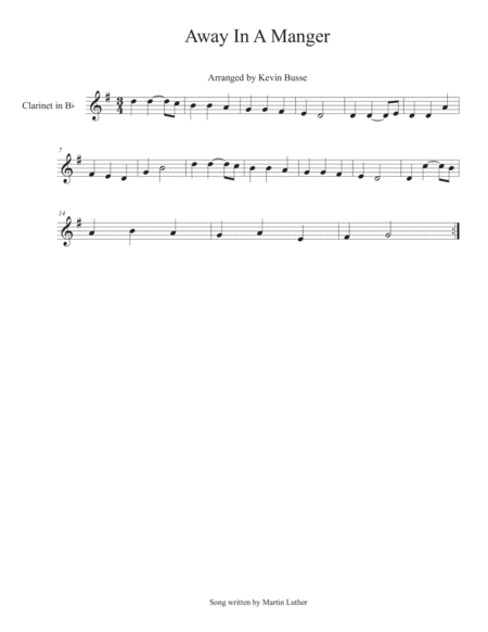 Free Sheet Music Away In A Manger Clarinet