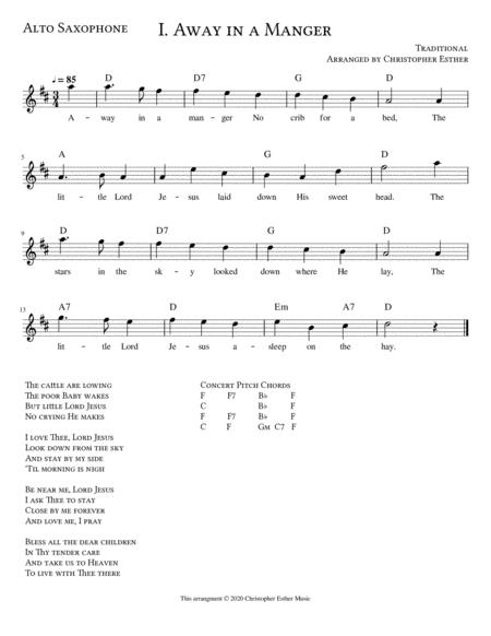 Free Sheet Music Away In A Manger For Alto Saxophone Lead Sheet