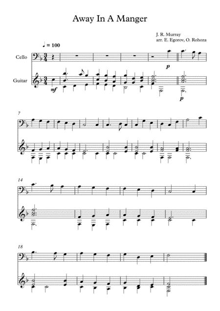 Free Sheet Music Away In A Manger James Ramsey Murray For Cello Guitar