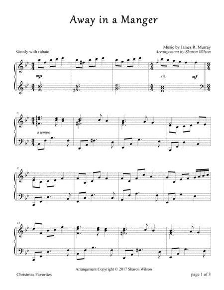 Away In A Manger Piano Solo Sheet Music