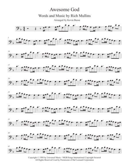 Awesome God Trombone Sheet Music