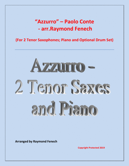 Azzurro 2 Tenor Saxophones Piano And Optional Drum Set Sheet Music