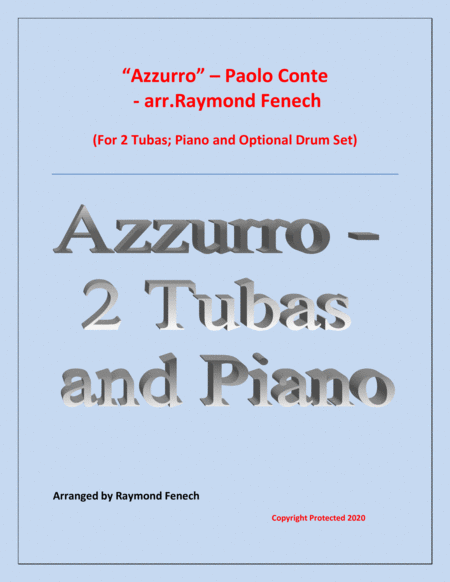 Azzurro 2 Tubas Piano And Drum Set Chamber Music Sheet Music