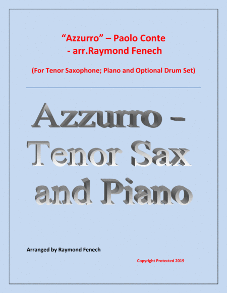 Azzurro Tenor Saxophone Piano And Optional Drum Set Chamber Music Sheet Music