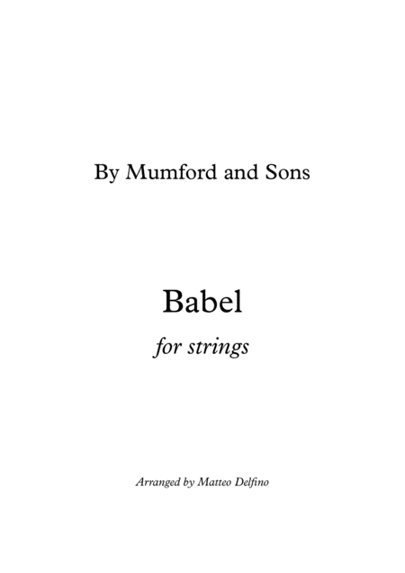 Babel By Mumford And Sons For String Orchestra Sheet Music